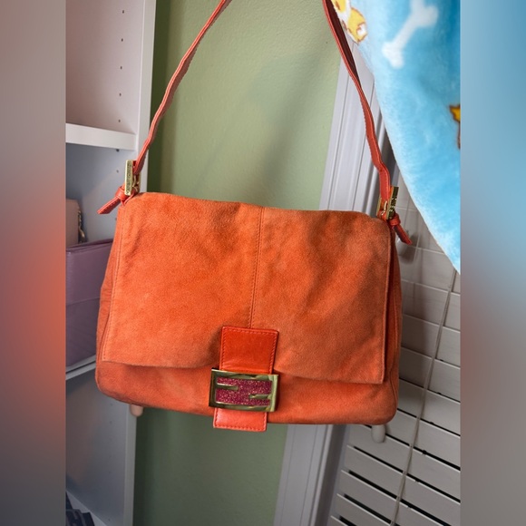 Fendi Mama Baguette Orange Suede Bag w/ Dustbag - Picture 8 of 11